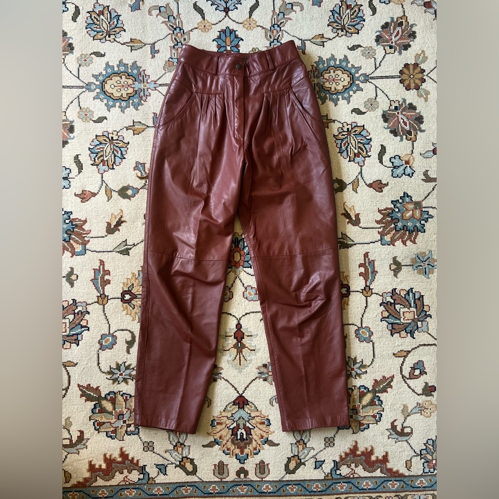 Vintage Genuine Leather Pants in Rich Brown